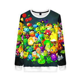 Женский свитшот 3D с принтом Plants vs. Zombies в городе Новоалтайск, 100% полиэстер с мягким внутренним слоем | круглый вырез горловины, мягкая резинка на манжетах и поясе, свободная посадка по фигуре | garden warfare | pl | plants | plants vs. zombies | plants vs. zombies: garden warfare | popcap | zombies | кактус | картошка | подсолнух | растения против зомби | сад