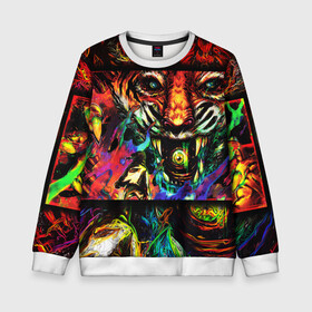 Детский свитшот 3D с принтом HOTLINE MIAMI в городе Новоалтайск, 100% полиэстер | свободная посадка, прямой крой, мягкая тканевая резинка на рукавах и понизу свитшота | Тематика изображения на принте: abstraction games | dennaton games | devolver digital | game | hotline miami | hotline miami 2: wrong number | retrowave | synthwave | мотель | мотель майами