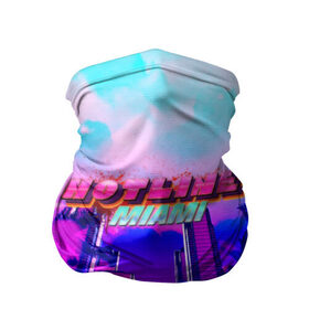 Бандана-труба 3D с принтом HOTLINE MIAMI в городе Новоалтайск, 100% полиэстер, ткань с особыми свойствами — Activecool | плотность 150‒180 г/м2; хорошо тянется, но сохраняет форму | Тематика изображения на принте: abstraction games | dennaton games | devolver digital | game | hotline miami | hotline miami 2: wrong number | retrowave | synthwave | мотель | мотель майами