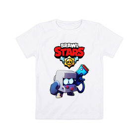 Детская футболка хлопок с принтом BRAWL STARS 8-BIT в городе Новоалтайск, 100% хлопок | круглый вырез горловины, полуприлегающий силуэт, длина до линии бедер | Тематика изображения на принте: 8 bit | 8 бит. | 8bit | 8бит | android | brawl stars | colt | crow | games | leon | penny | poco | shelly | spike | wanted | брав | бравл старс | звезды | игры | мобильные игры | старс