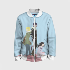 Детский бомбер 3D с принтом Yato, Yukine & Hiyori в городе Новоалтайск, 100% полиэстер | застегивается на молнию, по бокам два кармана без застежек, мягкие манжеты, по низу бомбера и на воротнике — эластичная резинка | ghost | god of calamity | hiyori | iki | noragami | shinki | yato | yatogami | yukine | бездомный бог | бог бедствия | ики | призрак | секки | хиёри | шинки | юки | юкине | юкинэ | ято