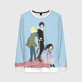 Женский свитшот 3D с принтом Yato, Yukine & Hiyori в городе Новоалтайск, 100% полиэстер с мягким внутренним слоем | круглый вырез горловины, мягкая резинка на манжетах и поясе, свободная посадка по фигуре | ghost | god of calamity | hiyori | iki | noragami | shinki | yato | yatogami | yukine | бездомный бог | бог бедствия | ики | призрак | секки | хиёри | шинки | юки | юкине | юкинэ | ято