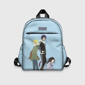 Детский рюкзак 3D с принтом Yato, Yukine  Hiyori в городе Новоалтайск, 100% полиэстер | лямки с регулируемой длиной, сверху петелька, чтобы рюкзак можно было повесить на вешалку. Основное отделение закрывается на молнию, как и внешний карман. Внутри дополнительный карман. По бокам два дополнительных кармашка | Тематика изображения на принте: ghost | god of calamity | hiyori | iki | noragami | shinki | yato | yatogami | yukine | бездомный бог | бог бедствия | ики | призрак | секки | хиёри | шинки | юки | юкине | юкинэ | ято