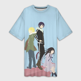 Платье-футболка 3D с принтом Yato, Yukine  Hiyori в городе Новоалтайск,  |  | ghost | god of calamity | hiyori | iki | noragami | shinki | yato | yatogami | yukine | бездомный бог | бог бедствия | ики | призрак | секки | хиёри | шинки | юки | юкине | юкинэ | ято