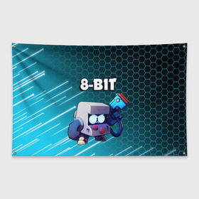Флаг-баннер с принтом BRAWL STARS 8-BIT в городе Новоалтайск, 100% полиэстер | размер 67 х 109 см, плотность ткани — 95 г/м2; по краям флага есть четыре люверса для крепления | 8 bit | 8 бит. | 8bit | 8бит | android | brawl stars | colt | crow | games | leon | penny | poco | shelly | spike | wanted | брав | бравл старс | звезды | игры | мобильные игры | старс