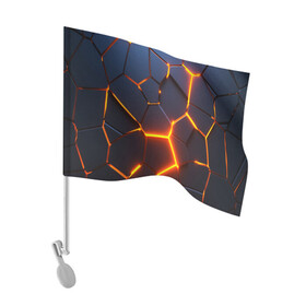 Флаг для автомобиля с принтом 3D ПЛИТЫ | NEON STEEL | НЕОНОВЫЕ ПЛИТЫ в городе Новоалтайск, 100% полиэстер | Размер: 30*21 см | 3d | abstraction | geometry | hexagon | neon | paints | stripes | texture | triangle | абстракция | брызги | геометрия | краски | неон | неоновый | соты | текстура