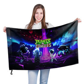 Флаг 3D с принтом PLANTS VS.ZOMBIES в городе Новоалтайск, 100% полиэстер | плотность ткани — 95 г/м2, размер — 67 х 109 см. Принт наносится с одной стороны | garden warfare | plants | plants vs. zombies | plants vs. zombies: garden warfare | popcap | zombies | кактус | картошка | подсолнух | растения против зомби | сад