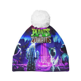 Шапка 3D c помпоном с принтом PLANTS VS.ZOMBIES в городе Новоалтайск, 100% полиэстер | универсальный размер, печать по всей поверхности изделия | garden warfare | plants | plants vs. zombies | plants vs. zombies: garden warfare | popcap | zombies | кактус | картошка | подсолнух | растения против зомби | сад