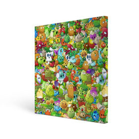 Холст квадратный с принтом PLANTS VS ZOMBIES в городе Новоалтайск, 100% ПВХ |  | game | gamer | pattern | plants vs zombies | sticker | зомби | игры | паттерн | растения | растения против зомби | стикеры