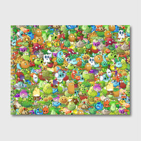Альбом для рисования с принтом PLANTS VS ZOMBIES в городе Новоалтайск, 100% бумага
 | матовая бумага, плотность 200 мг. | Тематика изображения на принте: game | gamer | pattern | plants vs zombies | sticker | зомби | игры | паттерн | растения | растения против зомби | стикеры