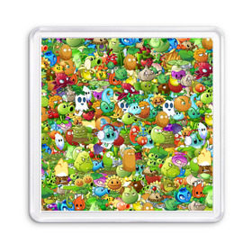 Магнит 55*55 с принтом PLANTS VS ZOMBIES в городе Новоалтайск, Пластик | Размер: 65*65 мм; Размер печати: 55*55 мм | game | gamer | pattern | plants vs zombies | sticker | зомби | игры | паттерн | растения | растения против зомби | стикеры