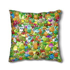 Подушка 3D с принтом PLANTS VS ZOMBIES в городе Новоалтайск, наволочка – 100% полиэстер, наполнитель – холлофайбер (легкий наполнитель, не вызывает аллергию). | состоит из подушки и наволочки. Наволочка на молнии, легко снимается для стирки | Тематика изображения на принте: game | gamer | pattern | plants vs zombies | sticker | зомби | игры | паттерн | растения | растения против зомби | стикеры