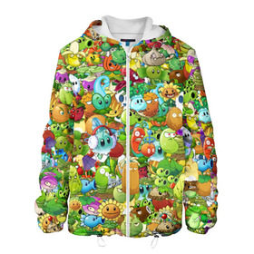 Мужская куртка 3D с принтом PLANTS VS ZOMBIES в городе Новоалтайск, ткань верха — 100% полиэстер, подклад — флис | прямой крой, подол и капюшон оформлены резинкой с фиксаторами, два кармана без застежек по бокам, один большой потайной карман на груди. Карман на груди застегивается на липучку | game | gamer | pattern | plants vs zombies | sticker | зомби | игры | паттерн | растения | растения против зомби | стикеры