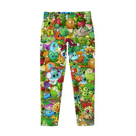 Детские леггинсы 3D с принтом PLANTS VS ZOMBIES в городе Новоалтайск, полиэстер 85%, спандекс 15% | эластичный пояс, зауженный крой | game | gamer | pattern | plants vs zombies | sticker | зомби | игры | паттерн | растения | растения против зомби | стикеры