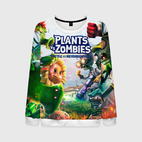 Мужской свитшот 3D с принтом Plants vs Zombies. в городе Новоалтайск, 100% полиэстер с мягким внутренним слоем | круглый вырез горловины, мягкая резинка на манжетах и поясе, свободная посадка по фигуре | Тематика изображения на принте: plants vs zombies | pvz | зомби | игра | растения | растения против зомби