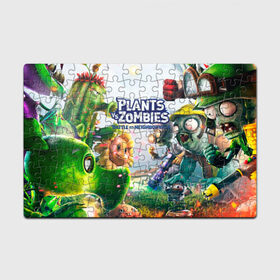 Пазл магнитный 126 элементов с принтом Plants vs Zombies. в городе Новоалтайск, полимерный материал с магнитным слоем | 126 деталей, размер изделия —  180*270 мм | Тематика изображения на принте: plants vs zombies | pvz | зомби | игра | растения | растения против зомби