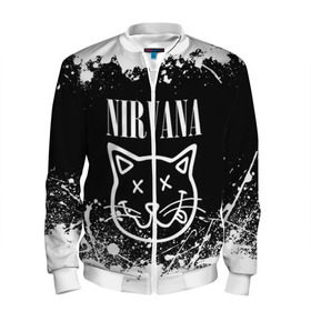 Мужской бомбер 3D с принтом NIRVANA в городе Новоалтайск, 100% полиэстер | застегивается на молнию, по бокам два кармана без застежек, по низу бомбера и на воротнике - эластичная резинка | nirvana | smile | курт кобейн | нирвана | смайл