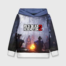 Детская толстовка 3D с принтом RDR PC в городе Новоалтайск, 100% полиэстер | двухслойный капюшон со шнурком для регулировки, мягкие манжеты на рукавах и по низу толстовки, спереди карман-кенгуру с мягким внутренним слоем | Тематика изображения на принте: arthur morgan | cowboy | online | red dead online | red dead redemption 2 | rockstar games | wild west | артур морган | бандит | вестерн | винтовка | дикий запад | ковбой | рокстар