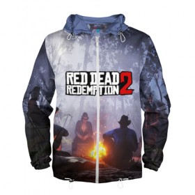 Мужская ветровка 3D с принтом RDR PC в городе Новоалтайск, 100% полиэстер | подол и капюшон оформлены резинкой с фиксаторами, два кармана без застежек по бокам, один потайной карман на груди | arthur morgan | cowboy | online | red dead online | red dead redemption 2 | rockstar games | wild west | артур морган | бандит | вестерн | винтовка | дикий запад | ковбой | рокстар