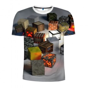 Мужская футболка 3D спортивная с принтом MINECRAFT BLOX в городе Новоалтайск, 100% полиэстер с улучшенными характеристиками | приталенный силуэт, круглая горловина, широкие плечи, сужается к линии бедра | craft | creeper | dungeon | dungeons | earth | game | logo | mine | minecraft | mobile | online | дунгеонс | земля | зомби | игра | крипер | лого | майкрафт | майнкрафт | мобайл | онлайн | подземелье | подземелья