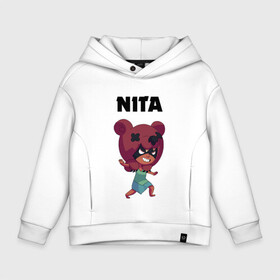 Детское худи Oversize хлопок с принтом BRAWL STARS NITA в городе Новоалтайск, френч-терри — 70% хлопок, 30% полиэстер. Мягкий теплый начес внутри —100% хлопок | боковые карманы, эластичные манжеты и нижняя кромка, капюшон на магнитной кнопке | 8 bit | 8 бит. | 8bit | 8бит | android | brawl stars | colt | crow | games | leon | penny | poco | shelly | spike | брав | бравл старс | звезды | игры | мобильные игры | нита | старс