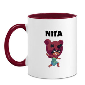 Кружка двухцветная с принтом BRAWL STARS NITA в городе Новоалтайск, керамика | объем — 330 мл, диаметр — 80 мм. Цветная ручка и кайма сверху, в некоторых цветах — вся внутренняя часть | Тематика изображения на принте: 8 bit | 8 бит. | 8bit | 8бит | android | brawl stars | colt | crow | games | leon | penny | poco | shelly | spike | брав | бравл старс | звезды | игры | мобильные игры | нита | старс