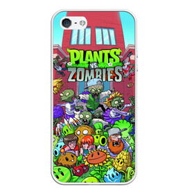 Чехол для iPhone 5/5S матовый с принтом PLANTS VS ZOMBIES в городе Новоалтайск, Силикон | Область печати: задняя сторона чехла, без боковых панелей | battle | plants | plants vs zombies | pvsz | vs | zombies | растения против зомби