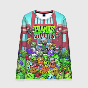 Мужской лонгслив 3D с принтом PLANTS VS ZOMBIES в городе Новоалтайск, 100% полиэстер | длинные рукава, круглый вырез горловины, полуприлегающий силуэт | battle | plants | plants vs zombies | pvsz | vs | zombies | растения против зомби