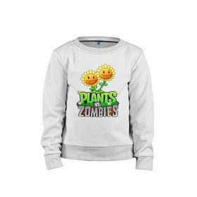 Детский свитшот хлопок с принтом PLANTS VS ZOMBIES в городе Новоалтайск, 100% хлопок | круглый вырез горловины, эластичные манжеты, пояс и воротник | Тематика изображения на принте: battle | plants | plants vs zombies | pvsz | vs | zombies | растения против зомби