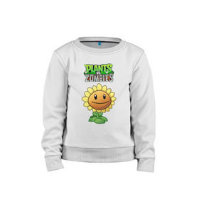 Детский свитшот хлопок с принтом PLANTS VS ZOMBIES в городе Новоалтайск, 100% хлопок | круглый вырез горловины, эластичные манжеты, пояс и воротник | Тематика изображения на принте: battle | plants | plants vs zombies | pvsz | vs | zombies | растения против зомби