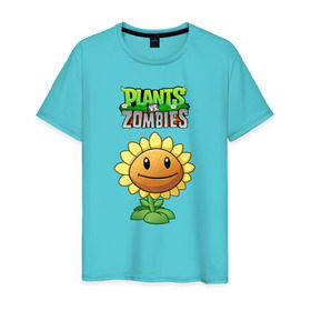 Мужская футболка хлопок с принтом PLANTS VS ZOMBIES в городе Новоалтайск, 100% хлопок | прямой крой, круглый вырез горловины, длина до линии бедер, слегка спущенное плечо. | Тематика изображения на принте: battle | plants | plants vs zombies | pvsz | vs | zombies | растения против зомби