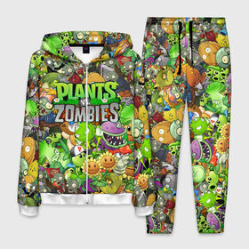 Мужской костюм 3D с принтом PLANTS VS ZOMBIES в городе Новоалтайск, 100% полиэстер | Манжеты и пояс оформлены тканевой резинкой, двухслойный капюшон со шнурком для регулировки, карманы спереди | battle | plants | plants vs zombies | pvsz | vs | zombies | растения против зомби