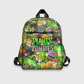 Детский рюкзак 3D с принтом PLANTS VS ZOMBIES в городе Новоалтайск, 100% полиэстер | лямки с регулируемой длиной, сверху петелька, чтобы рюкзак можно было повесить на вешалку. Основное отделение закрывается на молнию, как и внешний карман. Внутри дополнительный карман. По бокам два дополнительных кармашка | battle | plants | plants vs zombies | pvsz | vs | zombies | растения против зомби
