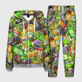 Мужской костюм 3D с принтом PLANTS VS ZOMBIES в городе Новоалтайск, 100% полиэстер | Манжеты и пояс оформлены тканевой резинкой, двухслойный капюшон со шнурком для регулировки, карманы спереди | battle | plants | plants vs zombies | pvsz | vs | zombies | растения против зомби