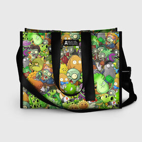 Сумка-шоппер 3D с принтом PLANTS VS ZOMBIES в городе Новоалтайск, 100% полиэстер | застегивается на металлическую кнопку; внутренний карман застегивается на молнию. Стенки укреплены специальным мягким материалом, чтобы защитить содержимое от несильных ударов
 | battle | plants | plants vs zombies | pvsz | vs | zombies | растения против зомби