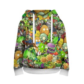 Детская толстовка 3D с принтом PLANTS VS ZOMBIES в городе Новоалтайск, 100% полиэстер | двухслойный капюшон со шнурком для регулировки, мягкие манжеты на рукавах и по низу толстовки, спереди карман-кенгуру с мягким внутренним слоем | battle | plants | plants vs zombies | pvsz | vs | zombies | растения против зомби