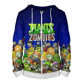 Мужская толстовка 3D на молнии с принтом PLANTS VS ZOMBIES в городе Новоалтайск, 100% полиэстер | длина до линии бедра, манжеты и пояс оформлены мягкой тканевой резинкой, двухслойный капюшон со шнурком для регулировки, спереди молния, по бокам два кармана | battle | plants | plants vs zombies | pvsz | vs | zombies | растения против зомби