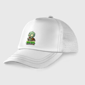 Детская кепка тракер с принтом Plants vs. Zombies в городе Новоалтайск, Козырек - 100% хлопок. Кепка - 100% полиэстер, Задняя часть - сетка | универсальный размер, пластиковая застёжка | plants vs. zombies | зомби | игра | компьютерная игра | против | растения | растения против зомби