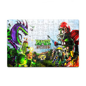 Пазл магнитный 126 элементов с принтом PLANTS VS. ZOMBIES в городе Новоалтайск, полимерный материал с магнитным слоем | 126 деталей, размер изделия —  180*270 мм | garden warfare | plants | plants vs. zombies | plants vs. zombies: garden warfare | popcap | zombies | кактус | картошка | подсолнух | растения против зомби | сад