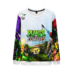 Мужской свитшот 3D с принтом PLANTS VS. ZOMBIES в городе Новоалтайск, 100% полиэстер с мягким внутренним слоем | круглый вырез горловины, мягкая резинка на манжетах и поясе, свободная посадка по фигуре | Тематика изображения на принте: garden warfare | plants | plants vs. zombies | plants vs. zombies: garden warfare | popcap | zombies | кактус | картошка | подсолнух | растения против зомби | сад
