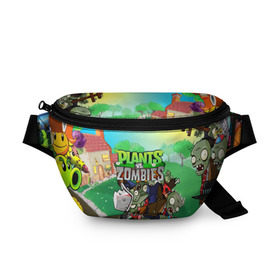 Поясная сумка 3D с принтом PLANTS VS. ZOMBIES в городе Новоалтайск, 100% полиэстер | плотная ткань, ремень с регулируемой длиной, внутри несколько карманов для мелочей, основное отделение и карман с обратной стороны сумки застегиваются на молнию | garden warfare | plants | plants vs. zombies | plants vs. zombies: garden warfare | popcap | zombies | кактус | картошка | подсолнух | растения против зомби | сад