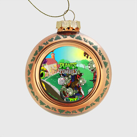 Стеклянный ёлочный шар с принтом PLANTS VS. ZOMBIES в городе Новоалтайск, Стекло | Диаметр: 80 мм | Тематика изображения на принте: garden warfare | plants | plants vs. zombies | plants vs. zombies: garden warfare | popcap | zombies | кактус | картошка | подсолнух | растения против зомби | сад