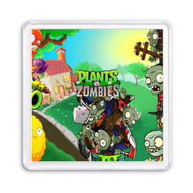 Магнит 55*55 с принтом PLANTS VS. ZOMBIES в городе Новоалтайск, Пластик | Размер: 65*65 мм; Размер печати: 55*55 мм | Тематика изображения на принте: garden warfare | plants | plants vs. zombies | plants vs. zombies: garden warfare | popcap | zombies | кактус | картошка | подсолнух | растения против зомби | сад