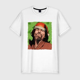 Мужская футболка хлопок Slim с принтом The Big Lebowski в городе Новоалтайск, 92% хлопок, 8% лайкра | приталенный силуэт, круглый вырез ворота, длина до линии бедра, короткий рукав | dude | the big lebowski | большой лебовски