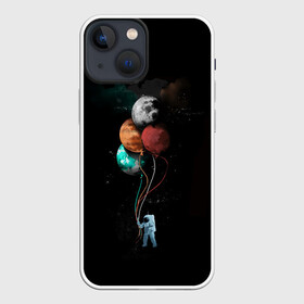 Чехол для iPhone 13 mini с принтом Космонавт с шариками в городе Новоалтайск,  |  | Тематика изображения на принте: cat | elon | galaxy | mars | moon | musk | nasa | space | spacex | вселенная | галактика | звезды | илон | космонавт | космос | луна | марс | маск | наса | скафандр