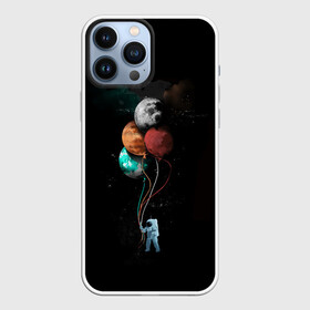 Чехол для iPhone 13 Pro Max с принтом Космонавт с шариками в городе Новоалтайск,  |  | Тематика изображения на принте: cat | elon | galaxy | mars | moon | musk | nasa | space | spacex | вселенная | галактика | звезды | илон | космонавт | космос | луна | марс | маск | наса | скафандр