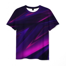 Мужская футболка 3D с принтом GEOMETRY STRIPES NEON в городе Новоалтайск, 100% полиэфир | прямой крой, круглый вырез горловины, длина до линии бедер | Тематика изображения на принте: abstract | abstraction | color | geometry | paitnt | polygon | polygonal | psy | абстракция | геометрия | краски | неоновые | полигоны | психоделика