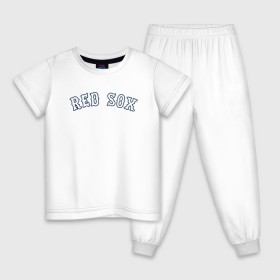 Детская пижама хлопок с принтом Red sox в городе Новоалтайск, 100% хлопок |  брюки и футболка прямого кроя, без карманов, на брюках мягкая резинка на поясе и по низу штанин
 | red sox | rsac | бейсбол | бостон | красные носки | массачусетс | профессиональная бейсбольная | спорт | улетай | утекай