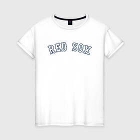 Женская футболка хлопок с принтом Red sox в городе Новоалтайск, 100% хлопок | прямой крой, круглый вырез горловины, длина до линии бедер, слегка спущенное плечо | red sox | rsac | бейсбол | бостон | красные носки | массачусетс | профессиональная бейсбольная | спорт | улетай | утекай