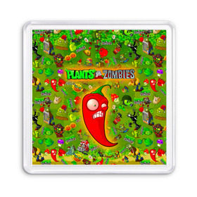 Магнит 55*55 с принтом Plants vs Zombies в городе Новоалтайск, Пластик | Размер: 65*65 мм; Размер печати: 55*55 мм | Тематика изображения на принте: plant | zombies | зомби | растения | растения против зомби